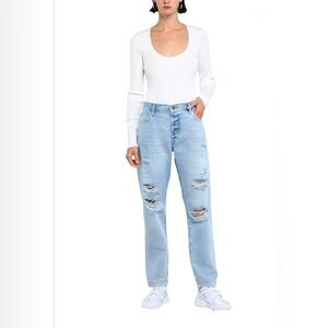 Frame Womens Distressed Light Wash Denim Boyfriend Jeans Le Original Size 26